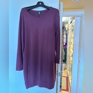 Benetton Sweeter Dress 38 inches long!! Size Medium in beautiful Burgundy color.